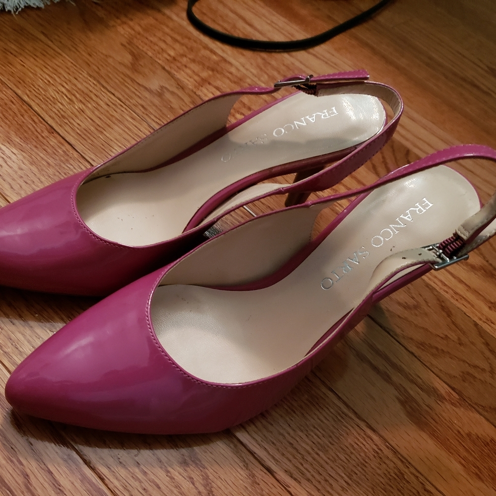 Franco Sarto Pink Patent Leather Sling Back Pumps